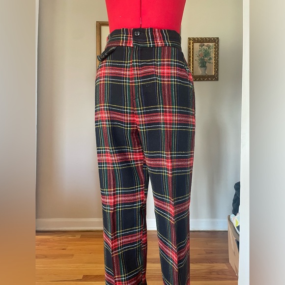 Vintage 60s / 70s Tartan Plaid Coord Vest Waistcoat & Trousers By Trousers Up - Picture 11 of 16